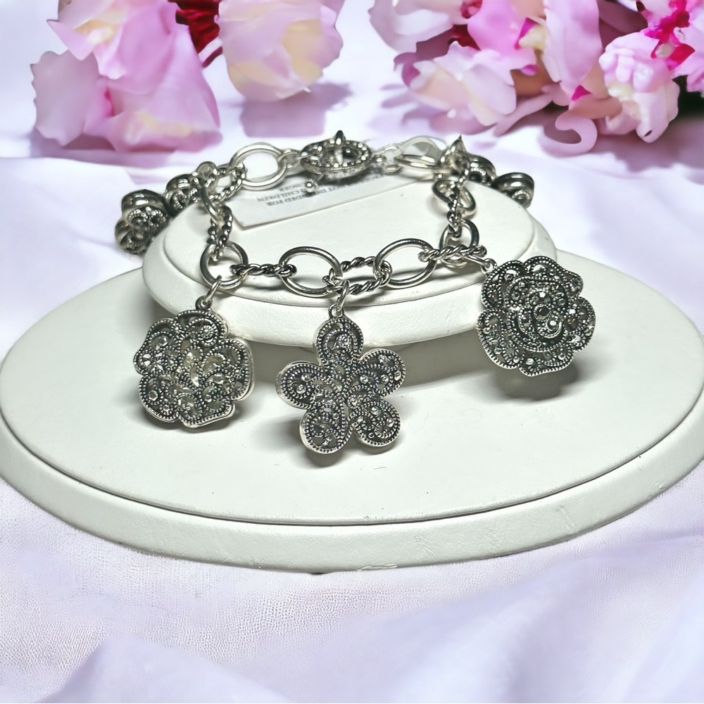 Laura Ford Floral Design Charm Bracelet